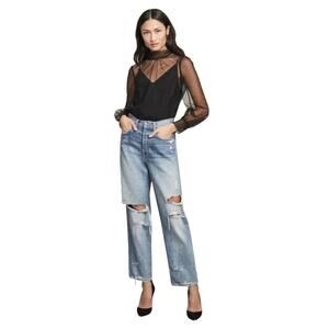 Veronica Beard Blake Straight Jeans Distressed High Rise Streetwear Fall Y2K 25